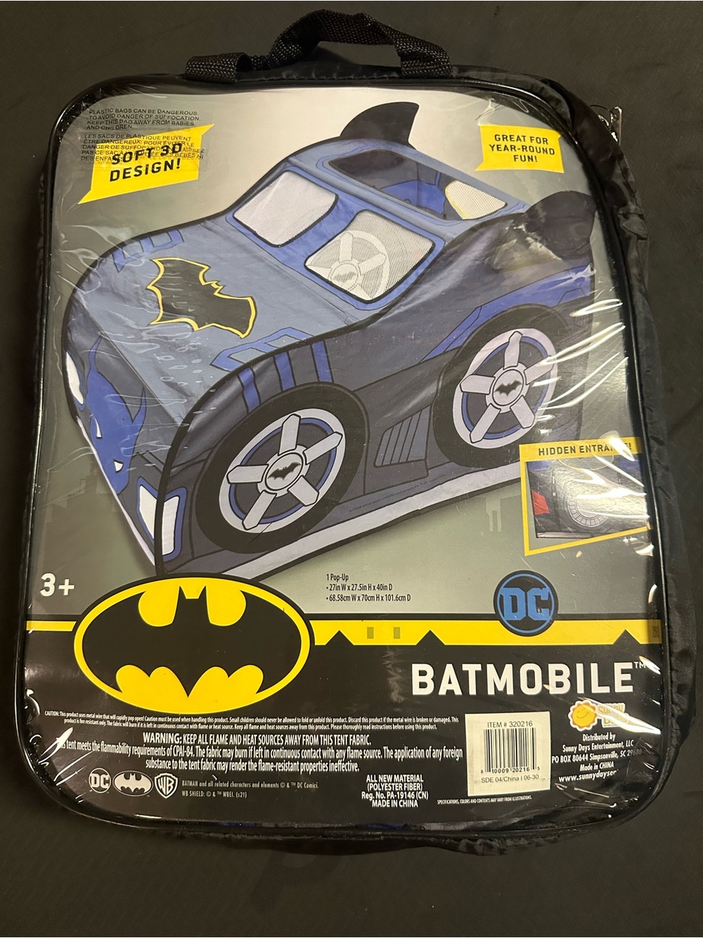 DC Batmobile Pop-Up Play Tent - Blue & Black